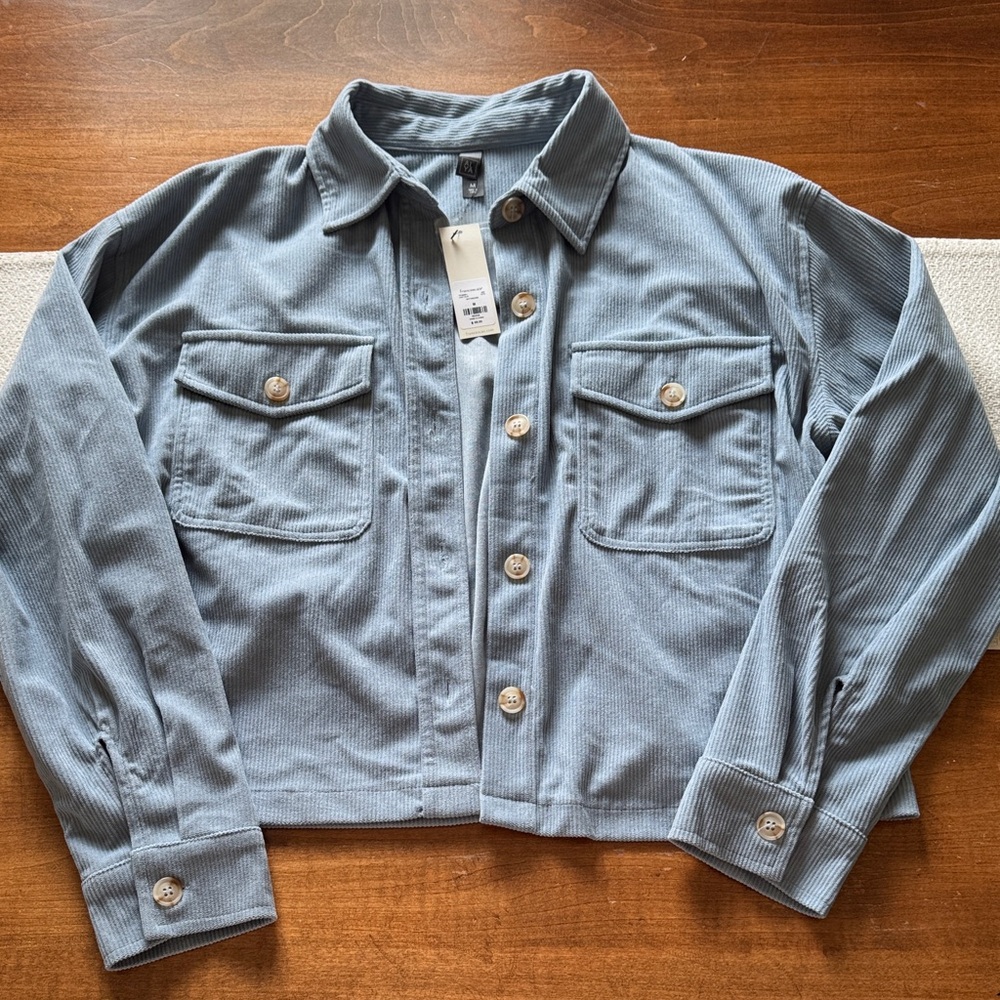Alya Women's Blue Corduroy Shirt Jacket from Francesca’s NWT